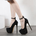 Black Studded Stiletto High Heel Pumps