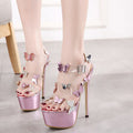 Bow knot Open Toe Sandals All-Match Stiletto Sexy Super High Heels See size chart under “more details”