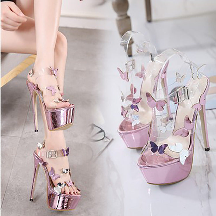 Bow knot Open Toe Sandals All-Match Stiletto Sexy Super High Heels See size chart under “more details”
