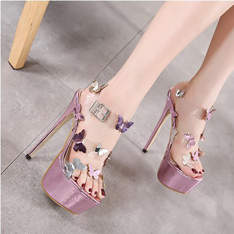 Bow knot Open Toe Sandals All-Match Stiletto Sexy Super High Heels See size chart under “more details”