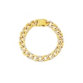 BG101G B.Tiff Pavé High Polish Gold Flat Angular Cuban Link Bracelet