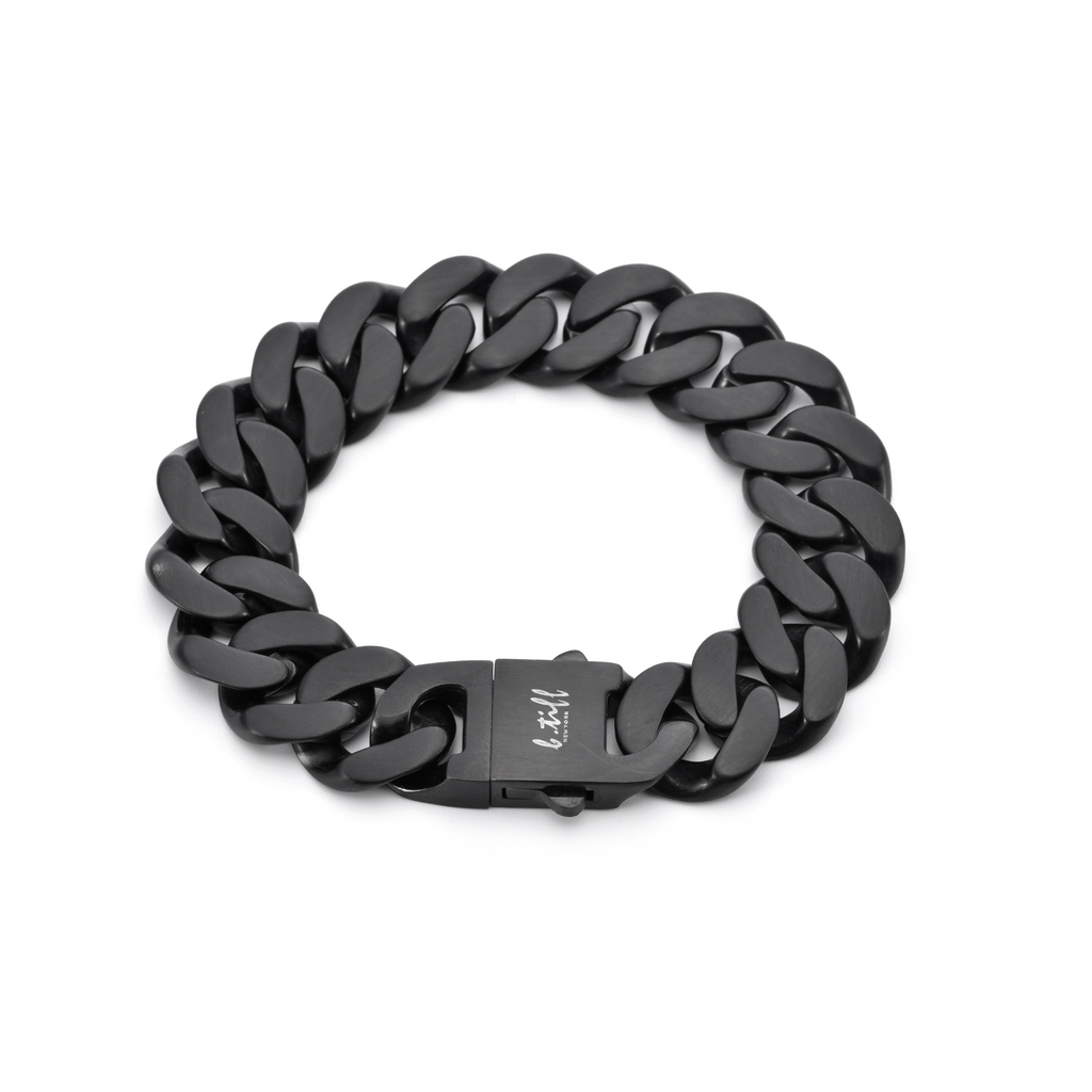 BG160B B.Tiff 16mm Black Flat Cuban Link Bracelet