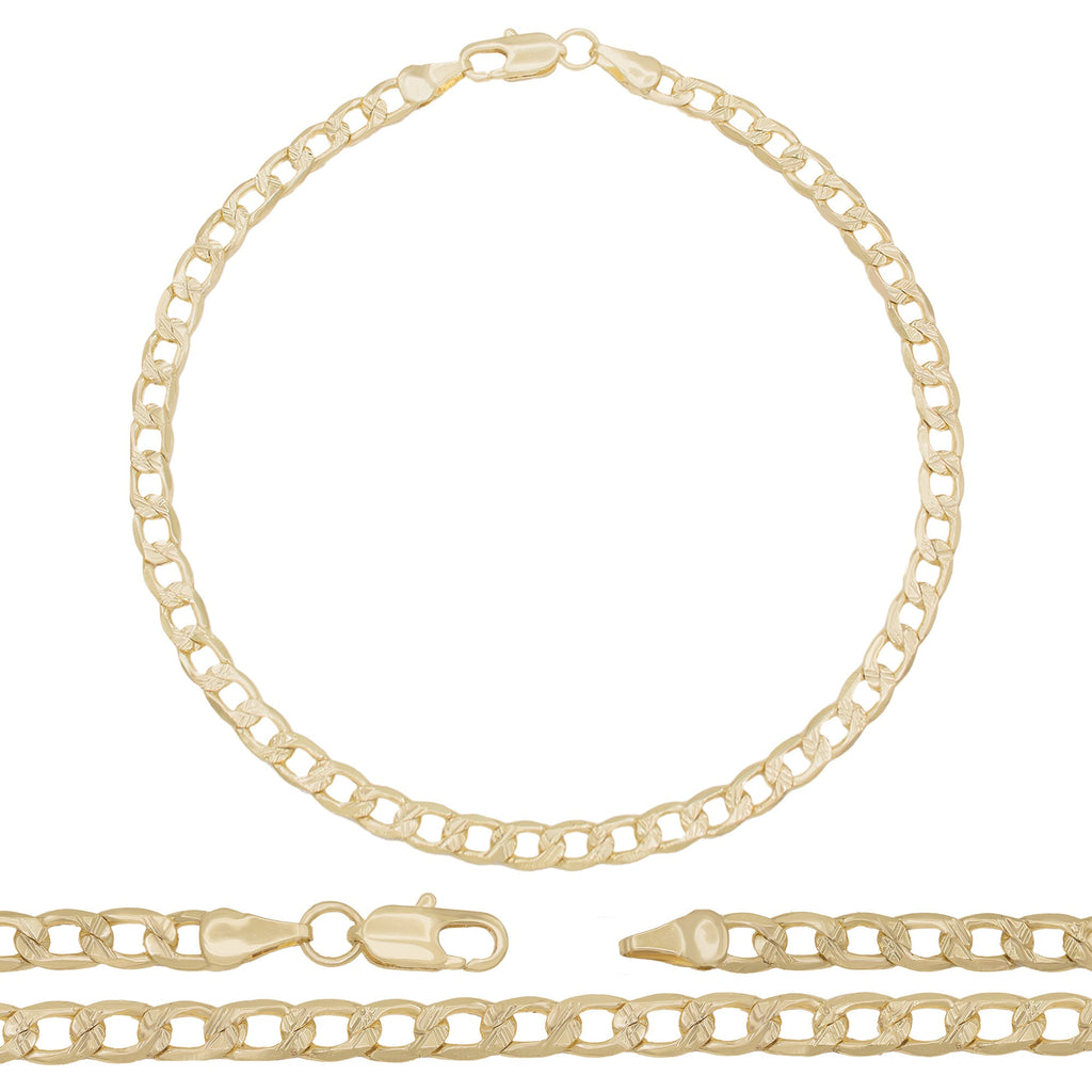 14K Gold Filled Cuban Link Anklet Diamond Cut Curb Chain 10'' Anklet Women Jewelry