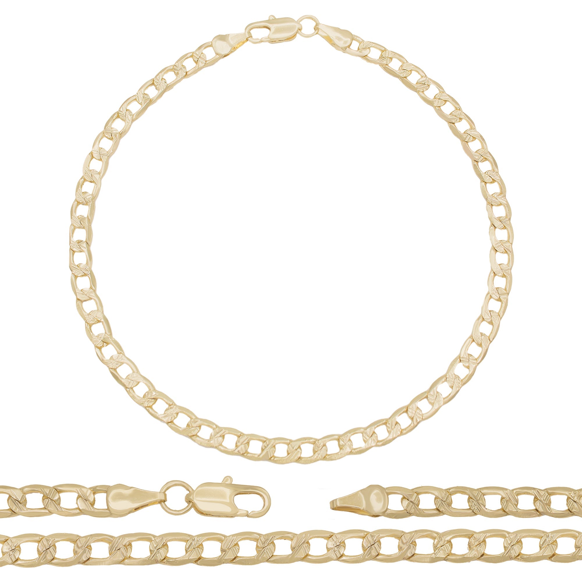 14K Gold Filled Cuban Link Anklet Diamond Cut Curb Chain 10'' Anklet Women Jewelry