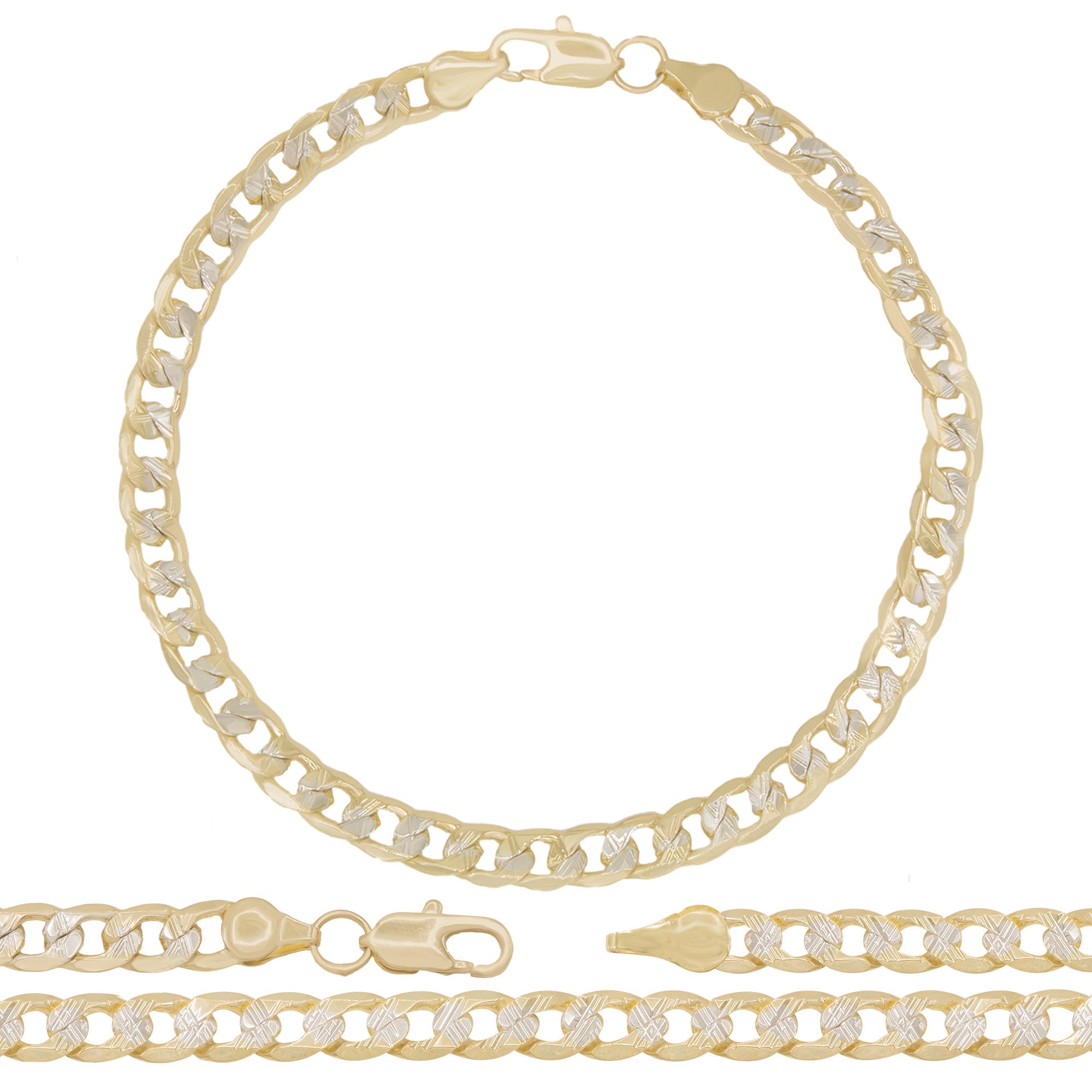 14K Gold Filled Cuban Link Anklet Diamond Cut Curb Chain 10'' Anklet Women Jewelry