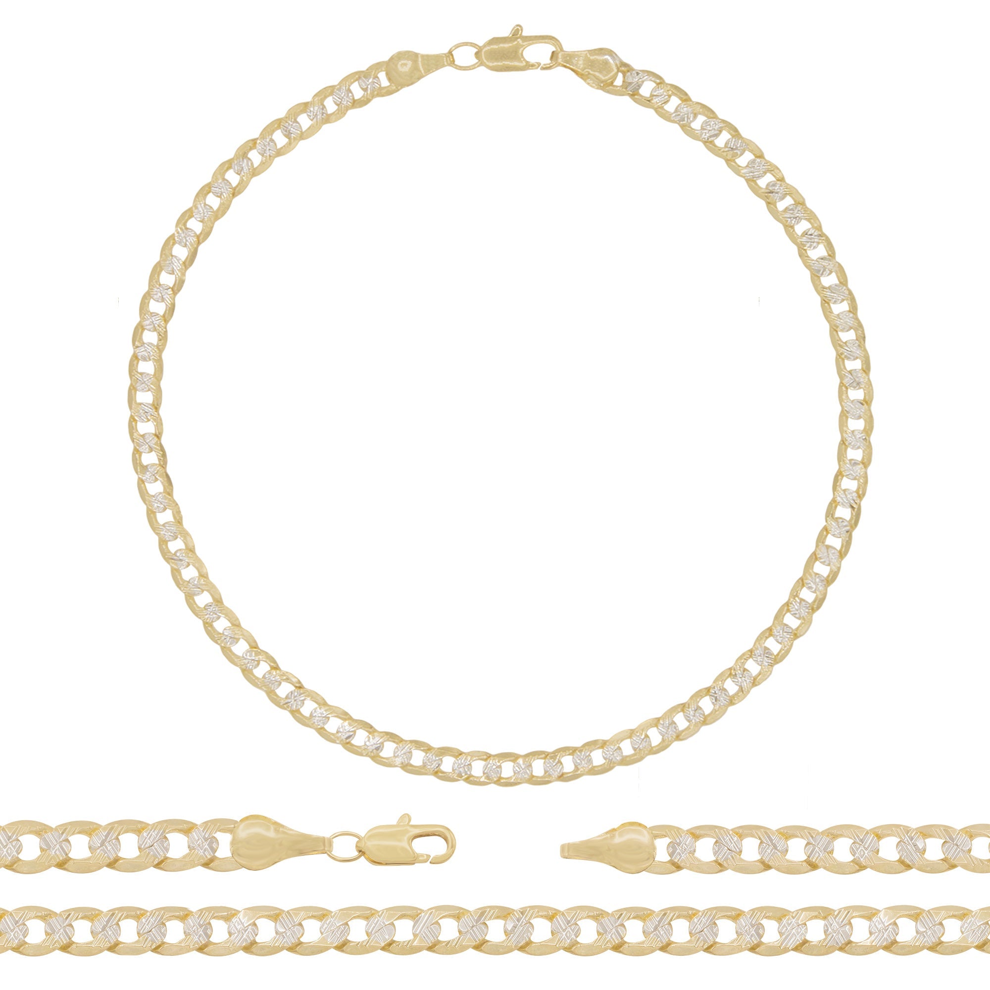 14K Gold Filled Cuban Link Anklet Diamond Cut Curb Chain 10'' Anklet Women Jewelry