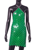 Backless Sexy Street Halter Beaded Dress