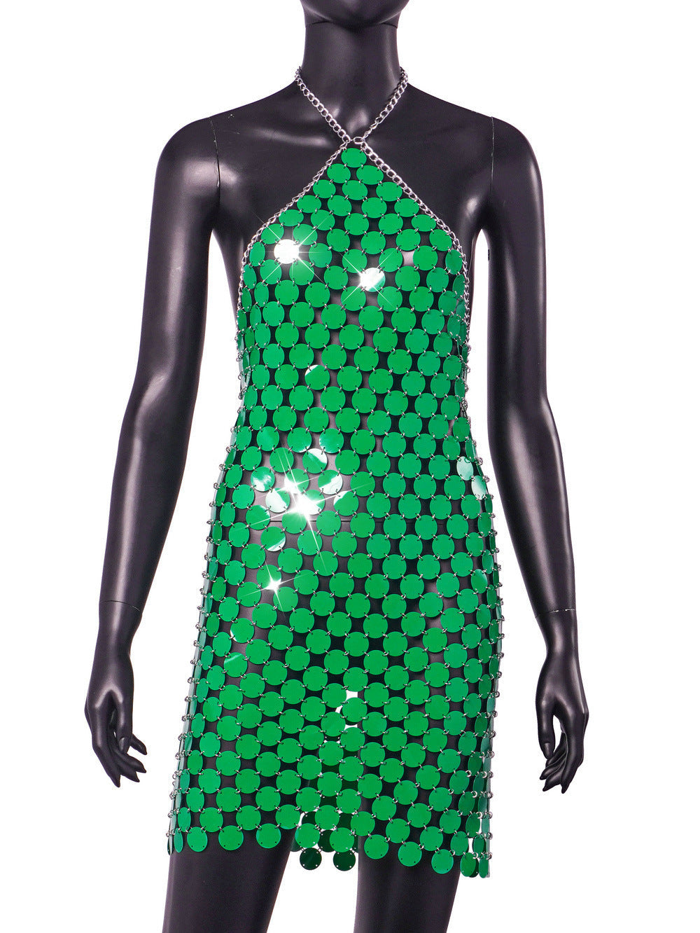 Backless Sexy Street Halter Beaded Dress
